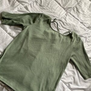 Vanity Sage Ribbed Knit Top